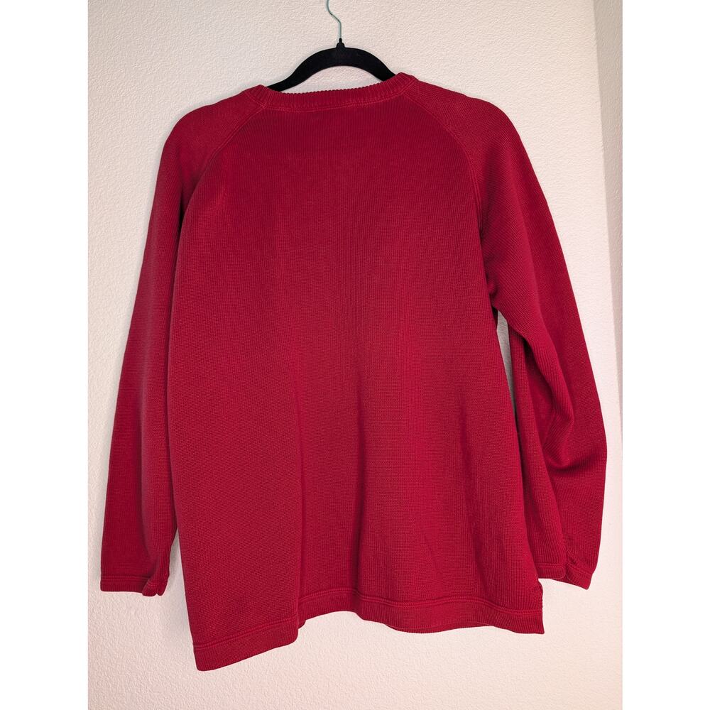 Eddie Bauer VTG Cotton Chunky Knit Red Sweater M Colorful Cottagecore Chic *READ - Picture 2 of 5